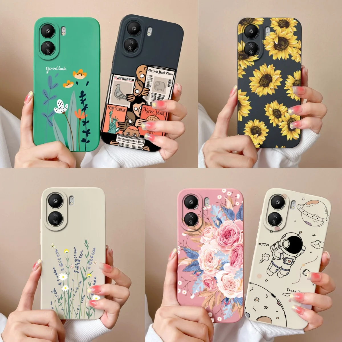 Floral Design Silicone Phone Case with Enhanced Camera Protection and Anti-Drop Features