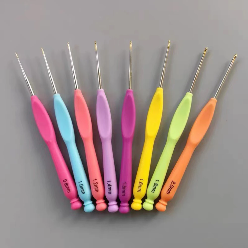 Crochets en aluminium avec poignée en caoutchouc coloré, 8 pièces, 0.8-2.0mm 2