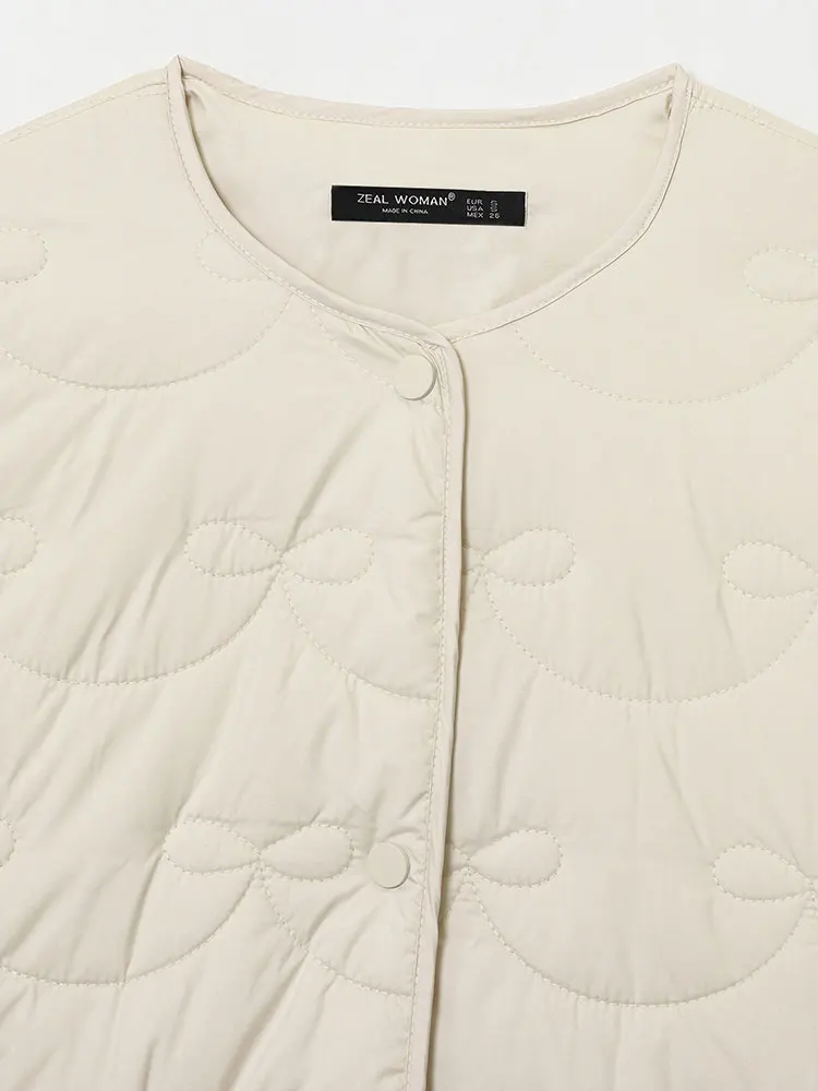 HH Winter Women Casual Quilted Coats Single Breasted O Neck Long Sleeve Jackets Autumn Simple Solid Office Lady Chic Outwear