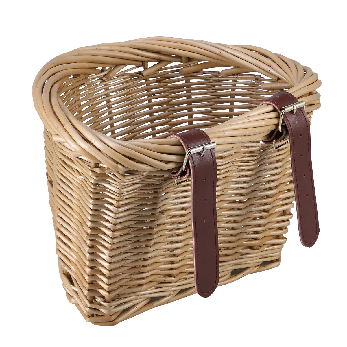 

Detachable Front Handlebar Bicycle Basket Handmade Natural Rattan Bike Kid Storage Basket