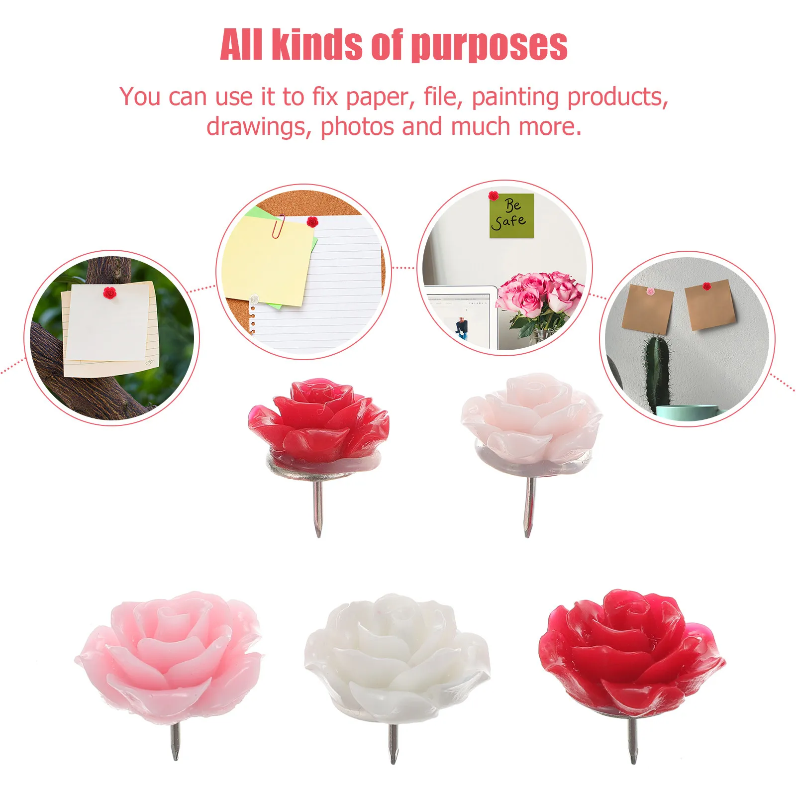 40Pcs 다채로운 꽃 모양 핀, 창의적인 장 핀, 사무실, 학교 게시판용 다채로운 압정 세트