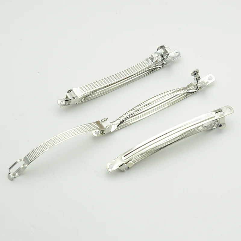 20PCS 6cm 8cm 10cm Doppel Gesperrt Nehmen Überprüft Metall Französisch Spange Silber Stahl Haar Clips für DIY Hairbows Haar Zubehör – Detail 5