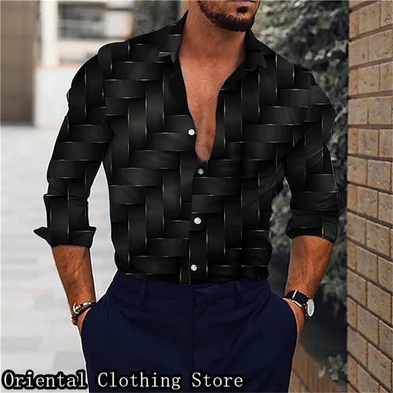 

Men's casual shirts, Korean style popular lapel shirts, personalized graffiti prints, trendy hip-hop, breathable and comfortable