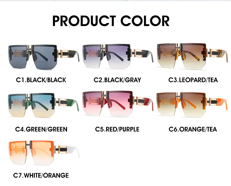 Trendy Fashion Rimless Frame Square Sunglasses Women 2022 Gradient Luxury Brand Designer Oversized Vintage Glasses ​Shades UV400 oversized square sunglasses