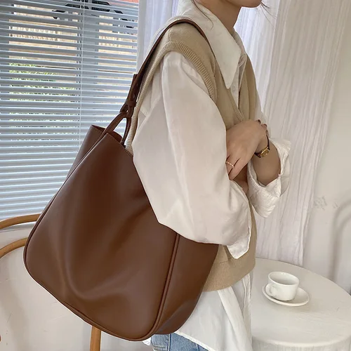 CGCBAG 여성용 럭셔리 토트백, 대용량 숄더백, 하이 퀄리티 PU 가죽, 심플 디자이너, 여성 핸드백, 2024 트렌드 5