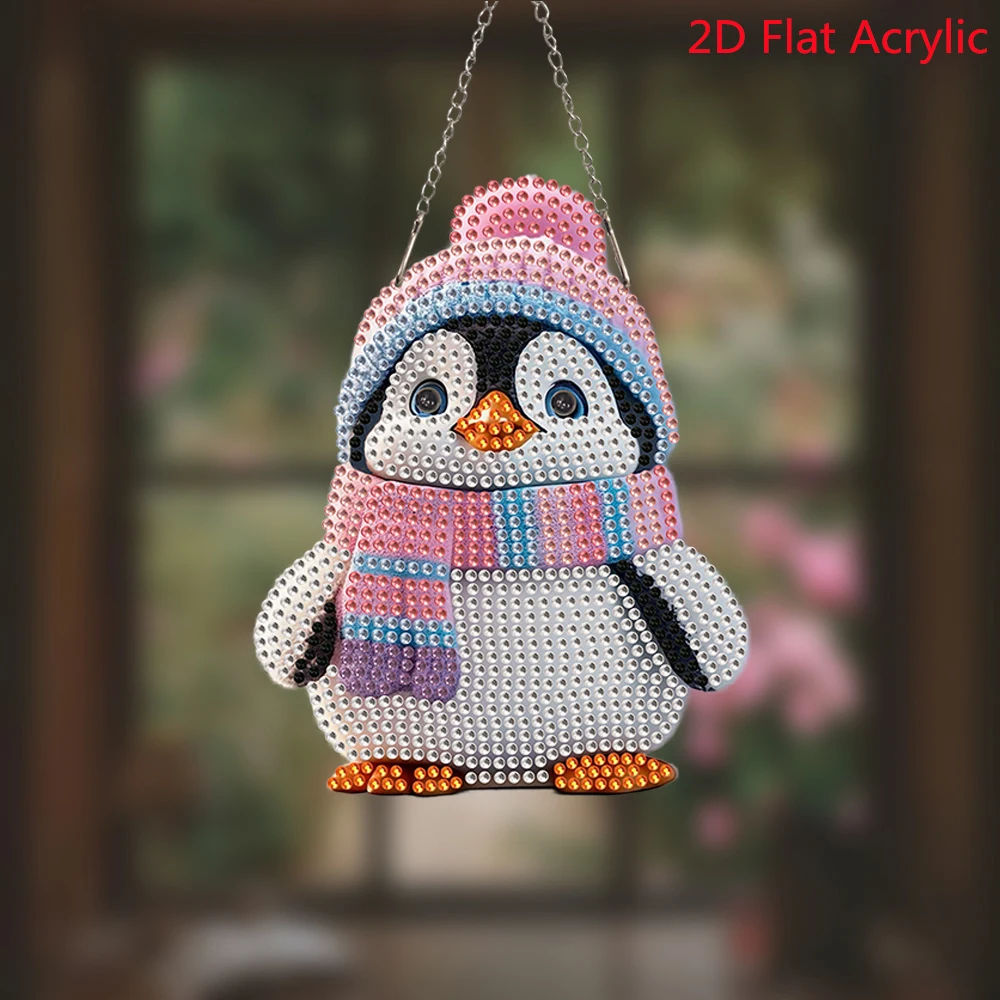 Diamond Painting Dangle Cartoon Cute Penguin Diamond Mosaic Beginner 5D Art Set Suncatcher Home Decoration