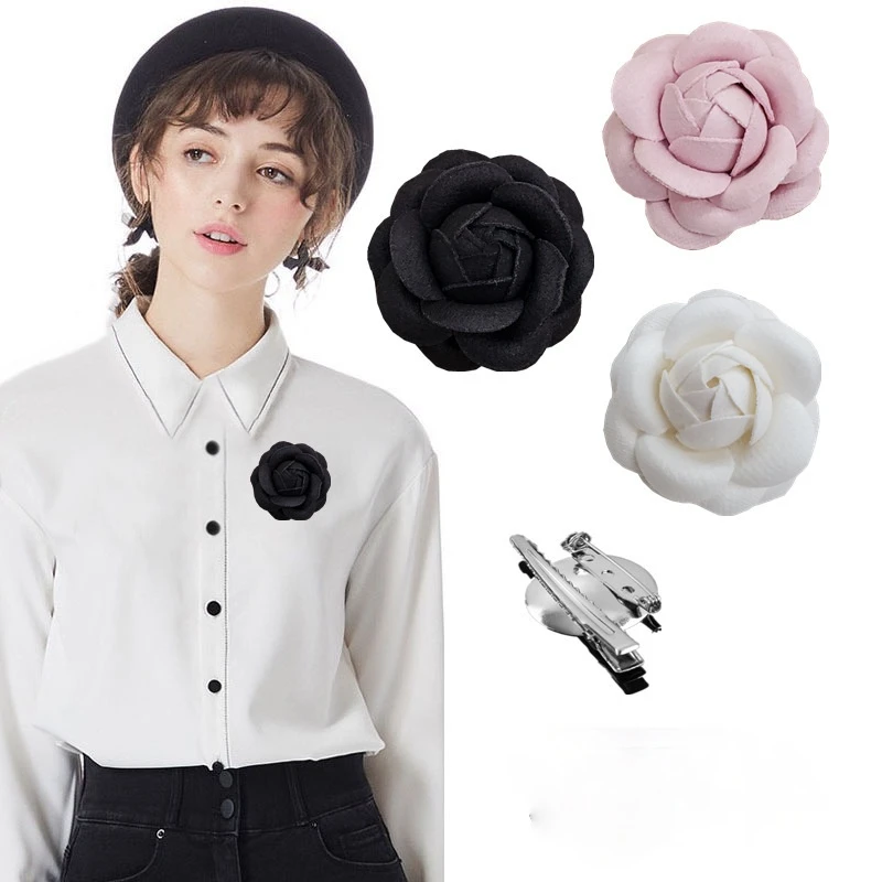 hoofdstuk verzending Ingenieurs Hoogwaardige Stof Camellia Bloem Broche Witte Doek Art Reversspeldjes Shawl  Shirt Corsage Sieraden Voor Vrouwen Accessoires|Broches| - AliExpress