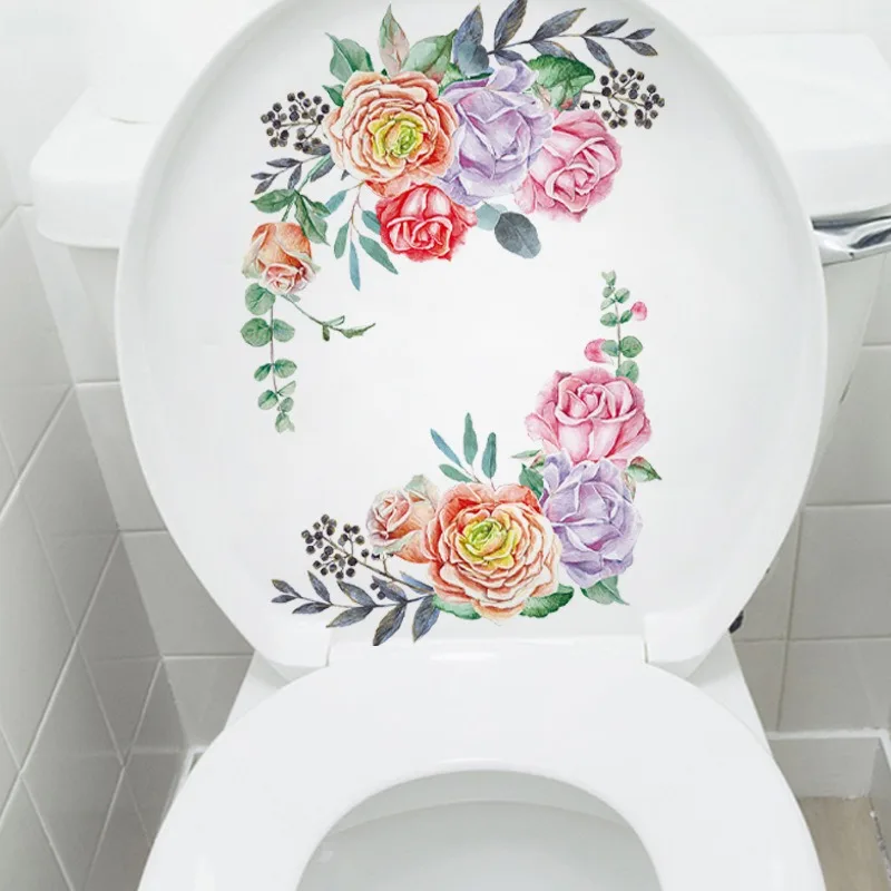 Green Plant Leaves Wall Sticker Bathroom Toilet Sticker WC Self Adhesive Mural Beautify Flower Home Decoration Decals Bathroom vinyl stickers toilet stickers toilet wall stickers