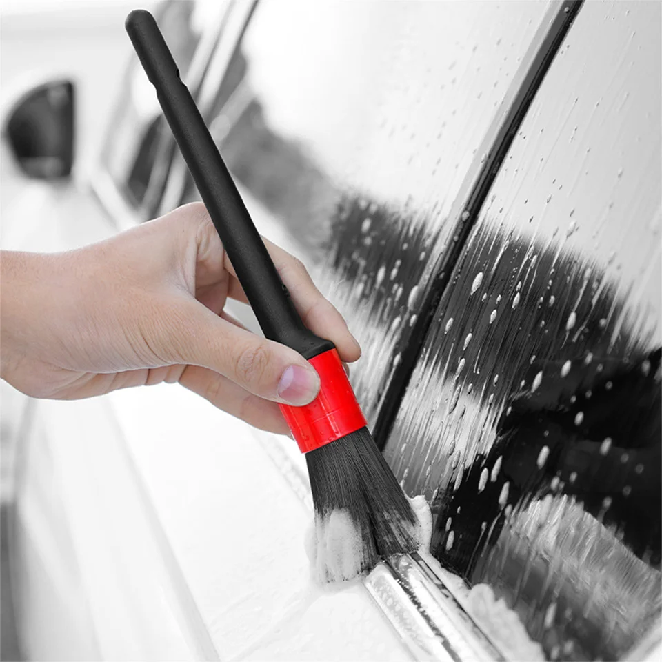 Set Di 5 Spazzole Per Pulizia Auto: Pennelli Per Dettagli, Per Ruote, Cruscotto, Interni, Cerchi E Ventilazione, Con Setole Morbide In Pelo Di Cinghiale
