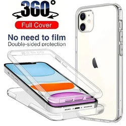 360° Full Body Protective Transparent Phone Case - Soft & Hard Hybrid Cover for Clear (For iPhone X)