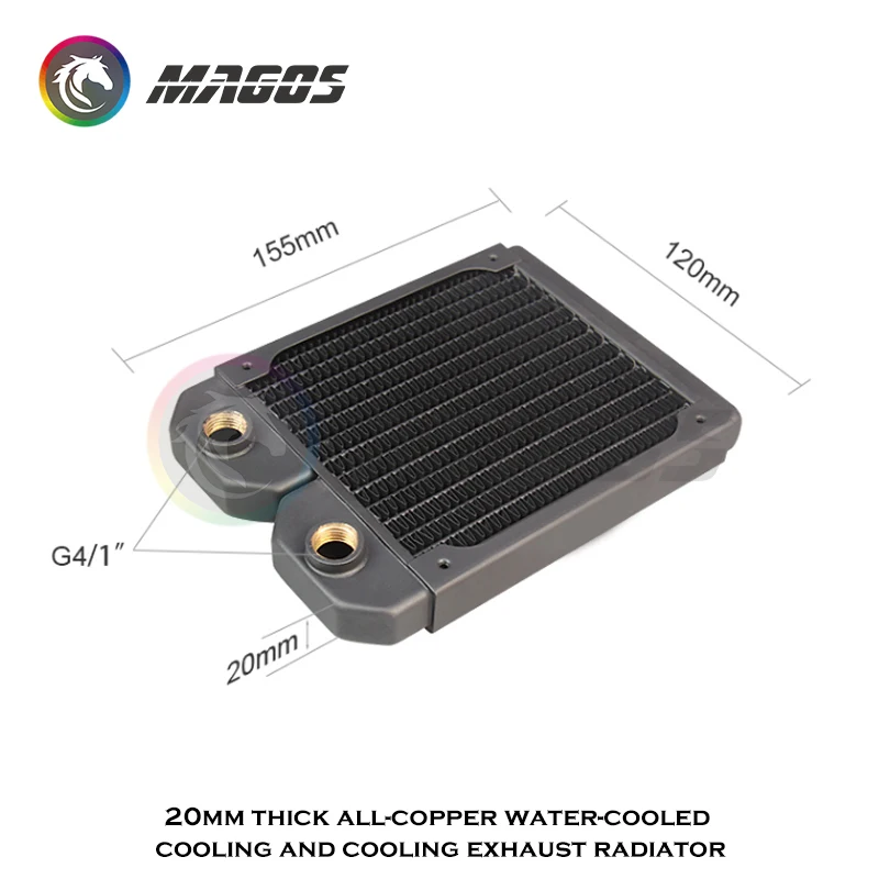 Refrigeração de Água pc 20 mm Radiador de Cobre Fino g1 Dissipador de Cobre Refrigerador para 120 mm Ventilador de Refrigeração 120 240 360 480 mm Preto Branco - Imagem 3