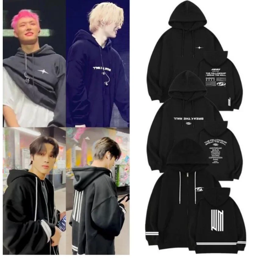 

KPOP ATEEZ THE FELLOWSHIP : BREAK THE WALL 2023 WORLD TOUR Oversize Women/Men Hoodie Sweatshirt Pullover Hooded Jacket Outerwear