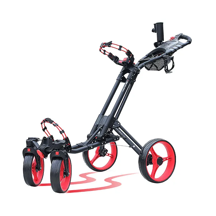 

Hot Sale One-click Folding 4 Wheel Golf Push Trolley With Swivel Front Wheel