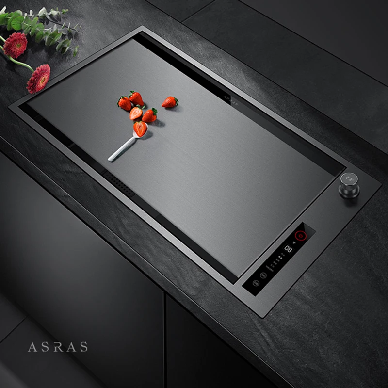 ASRAS Hidden Double Sinks Ultrasonic Smart Purifying Kitchen Island Sinks Flip Cover Hidden 4mm Thickness Handmade kitchen Sinks 2