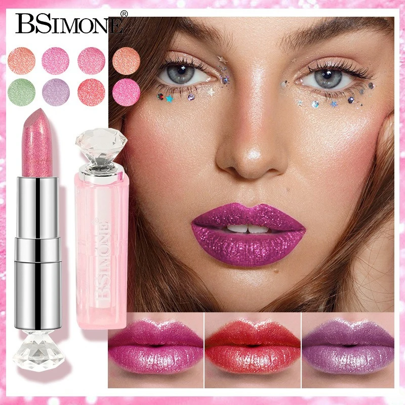 Diamond Pearlescent Lipstick Waterproof Long Lasting Non-stick Cup Matte Velvet Shiny Lipsticks Red Sexy Lips Makeup Cosmetics_voghion.com