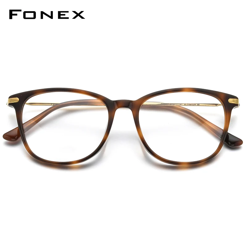 FONEX Acetate Titanium Glasses Frame Men Retro Vintage Round Eyeglasses Women Japanese Spectacles Ultralight Eyewear 85667 eyeglasses frames eyewear frames women glasses fashion eyeglasses