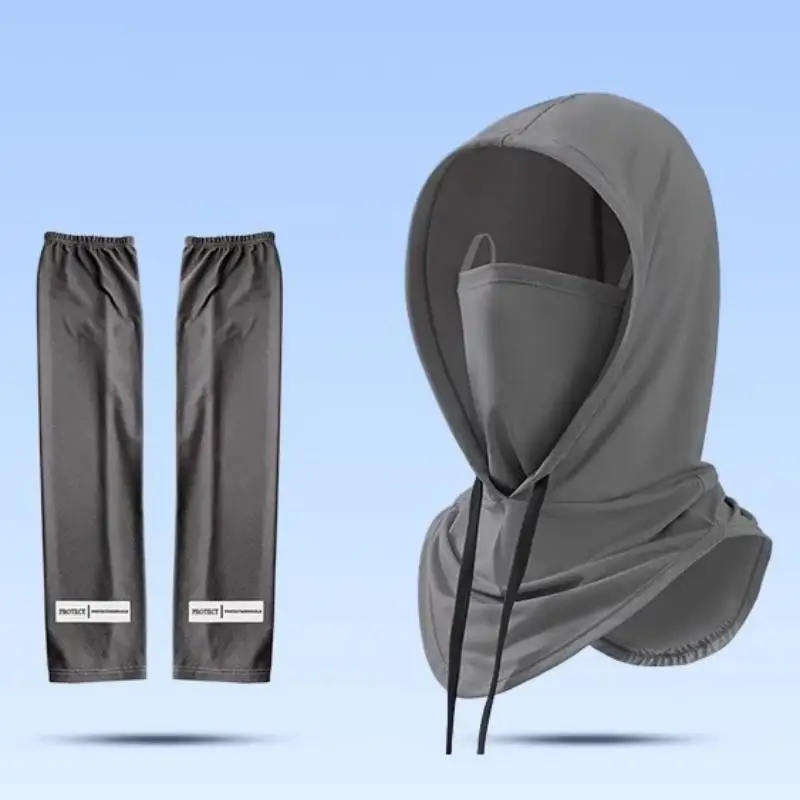 Arm Sleeves Sunscreen Summer Sun UV Protection Ice Silk Bib Combo Outdoor Cycling Fishing Climbing Women Men Mask Cuff Sleeves