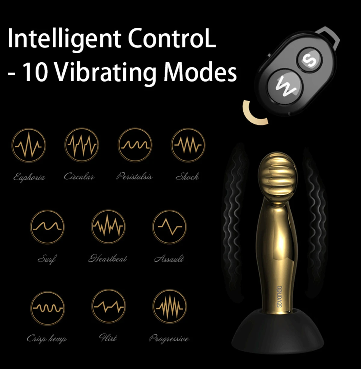 Plug Anal Vibratório Dourado Buttplug Massager
