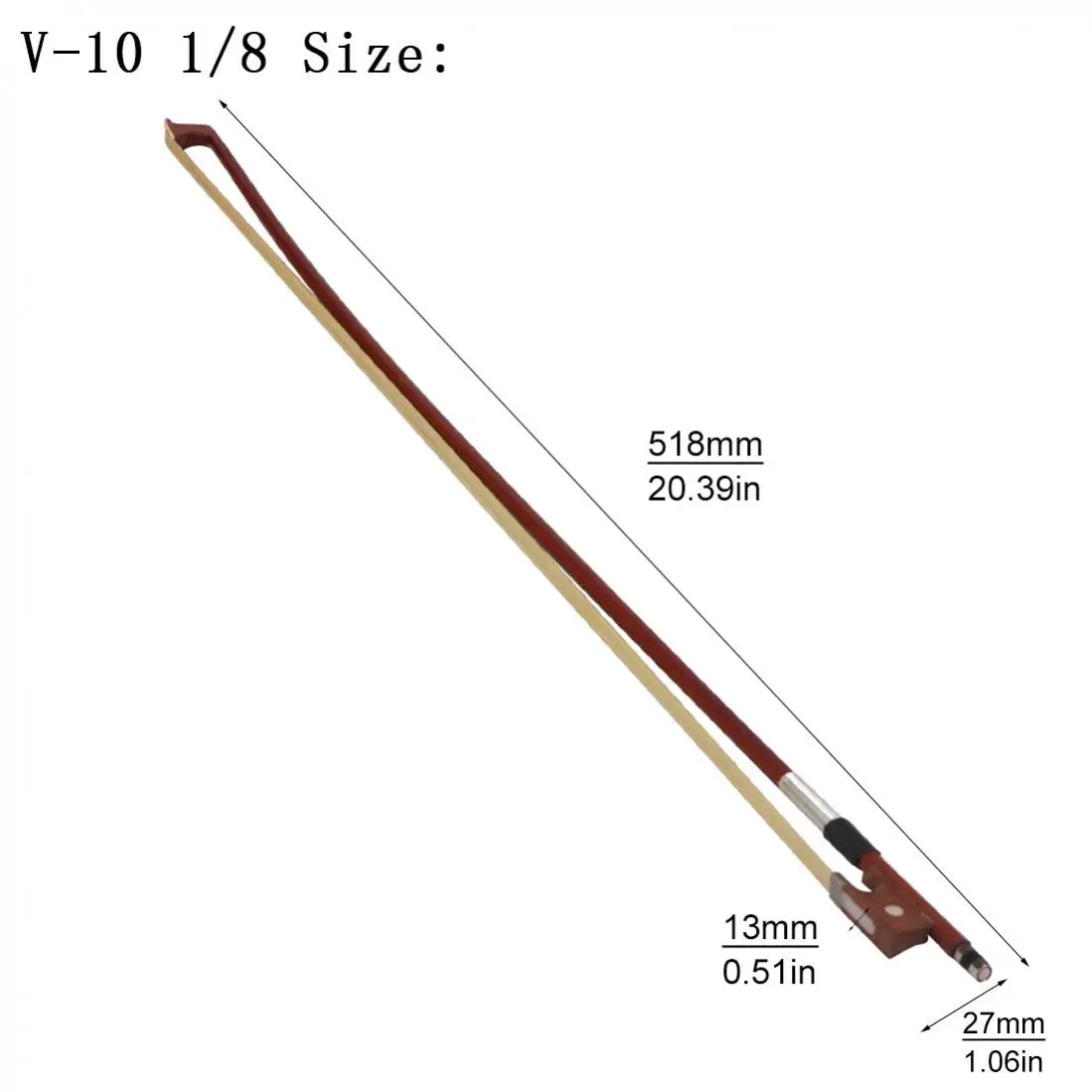 Violin bow multiple sizes jujube wood white horsehair