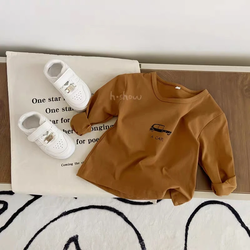 Fashion Boutique Children's Wear Tops Long Sleeve Tees Printed Baby Boys O-neck Pullover Blouse Kids Clothing Autumn Base Shirt 5