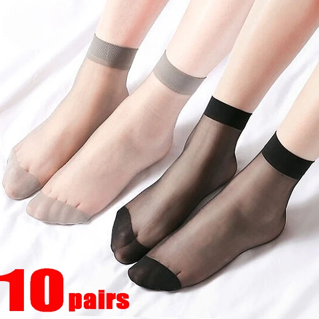 Summer Short Socks Women Girls Ultra Thin Transparent Crystal Silk Socks  Ladies Sexy Elastic Silky Socks Girls Ankle Silk Sock - AliExpress