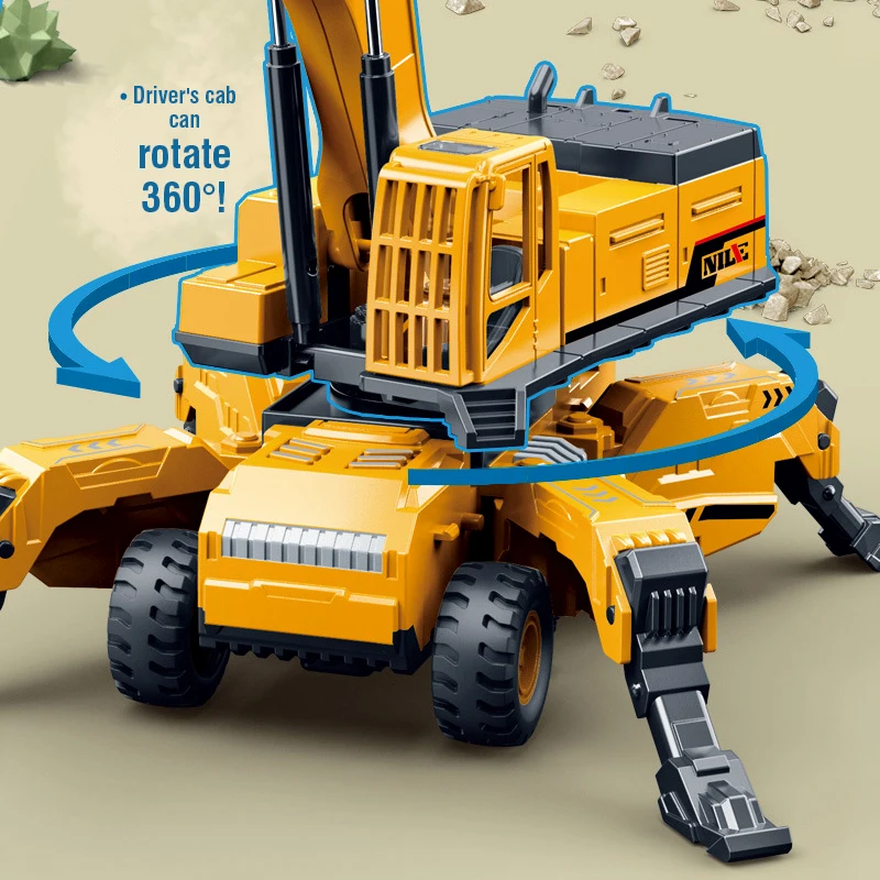 1/50 Truck Model Excavator Tractor Sliding Toy Diecast Engineering Deformation Vehicle Collection Display Toys For Boys Girls