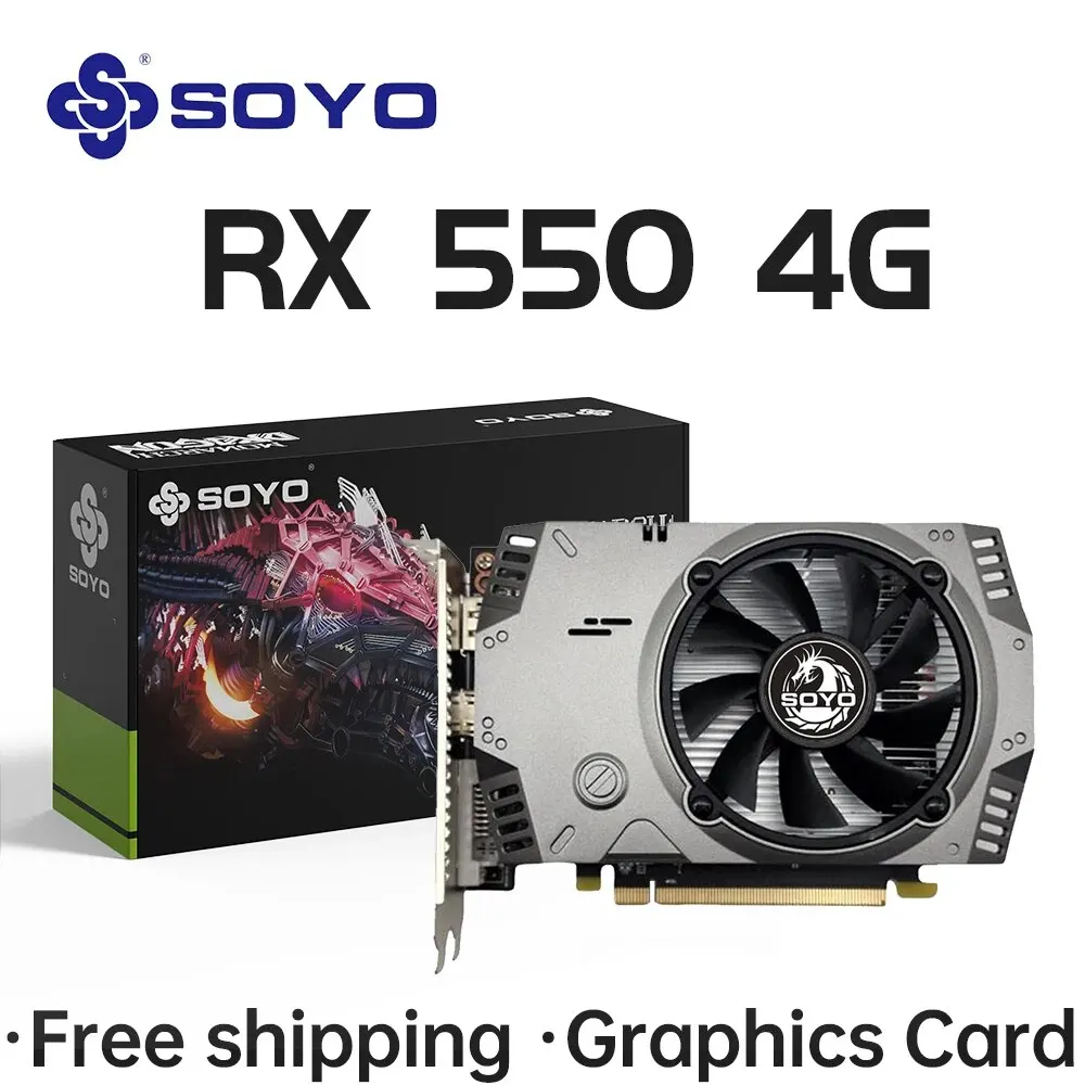 SOYO AMD Radeon RX550 4GB GPU GDDR5 14nm For Desktop PC Games Video Office Graphics Card 128bit HDMI RX 550 Computer Components