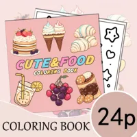 Cute Food Coloring Book: Adorable Bread & Cake Illustrations - Creative Art Book for Adults - 24 Thick Pages for Imagination 1
