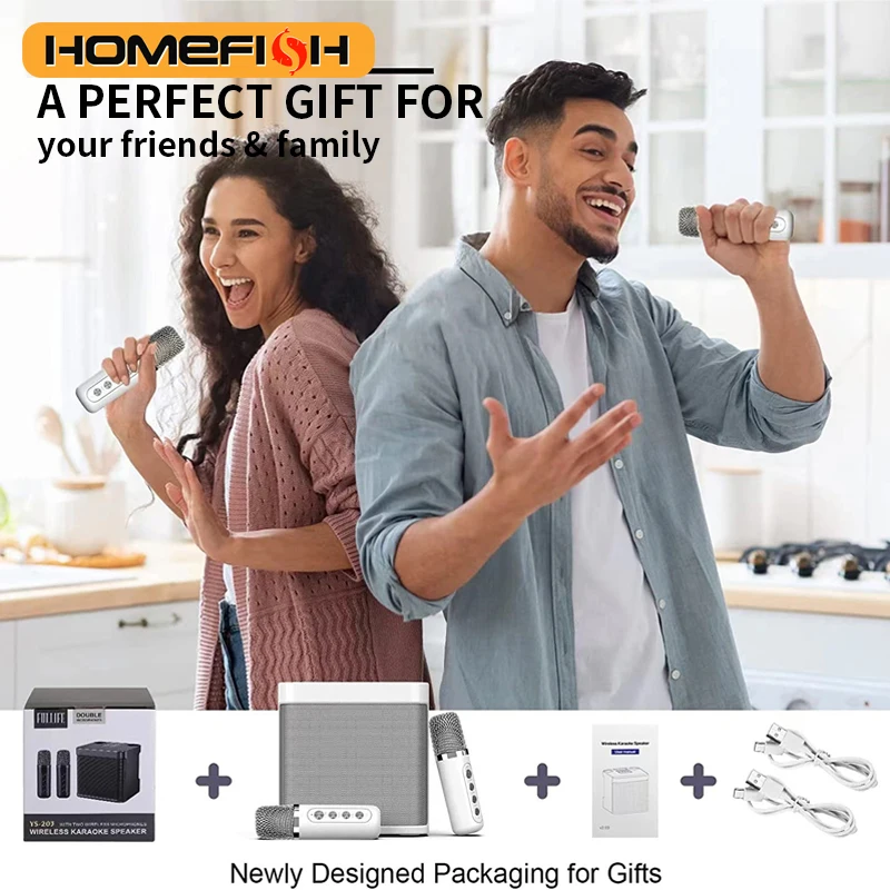 Çift mikrofonlu taşınabilir Bluetooth hoparlör sergileniyor