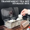Tea Set Storage Box Transparent Cutlery Tray With Lid Drain Large Capacity Dustproof Cutlery Holder Desktop Dustproof With Cover 3
