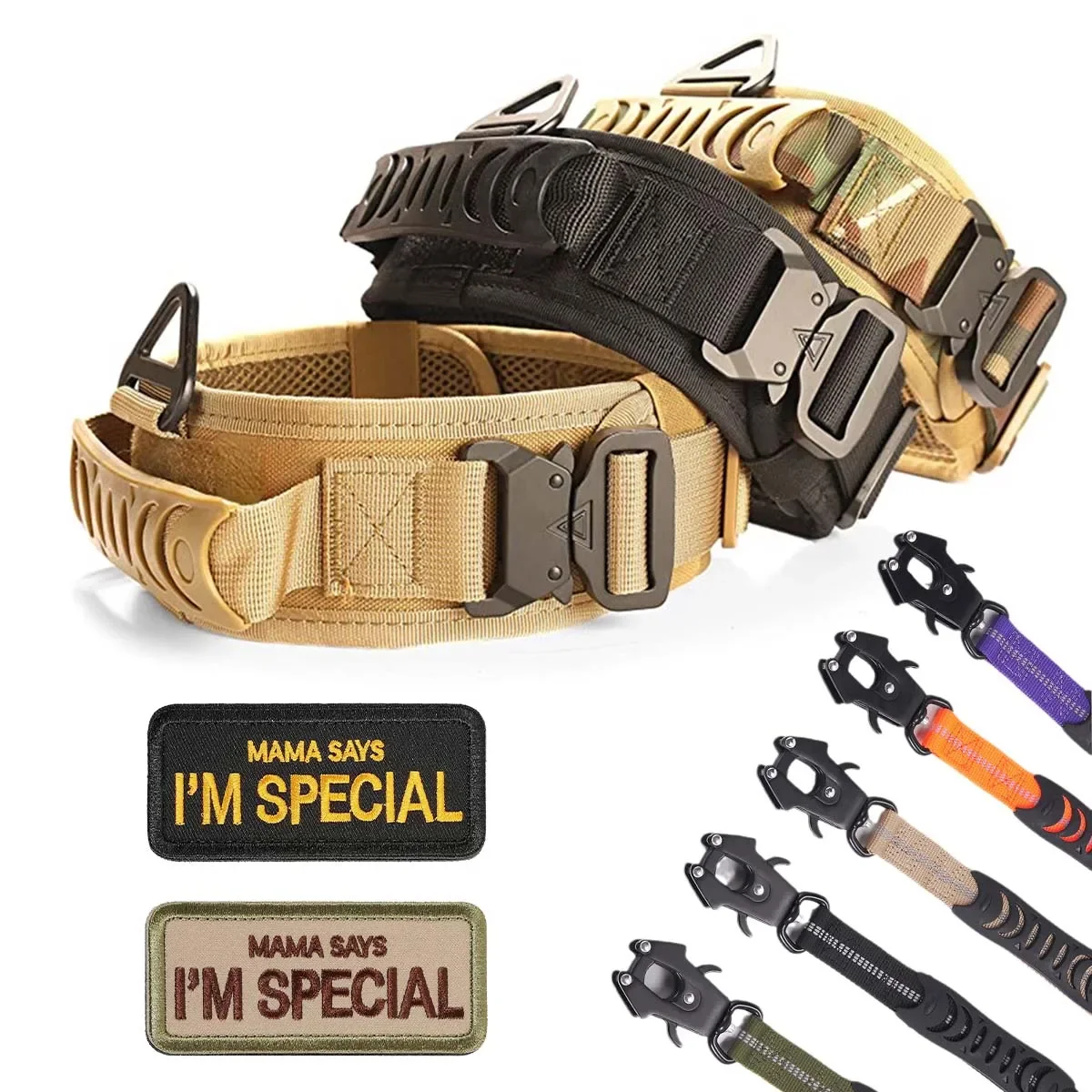 Dog Collar Pet Collar Classic Adjustable Dog Collar Reflective Training Military Dog Collar Nylon Heavy Duty Tactical German Shepherd