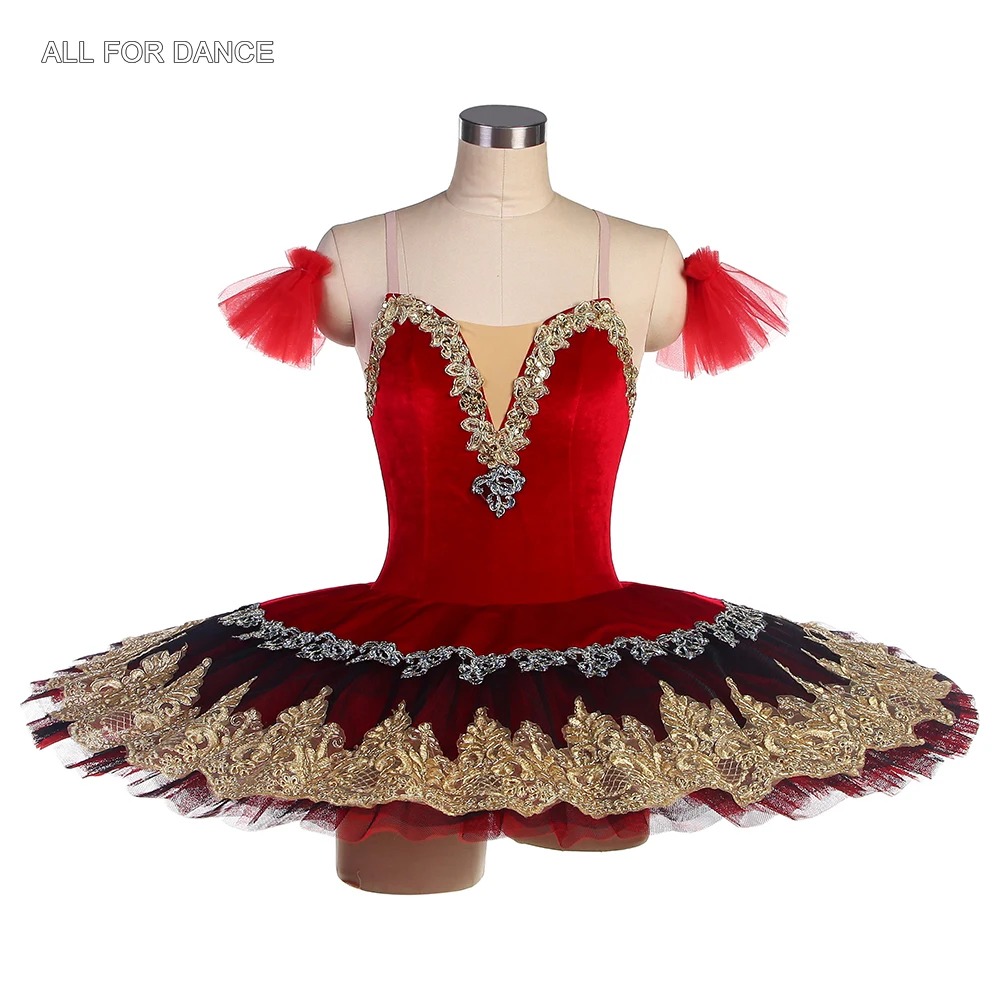 

BLL436 Red Velvet Bodice with Nude V Neck Professional Ballet Dance Costume Classical Tutus for Adult Girls Performance Wear