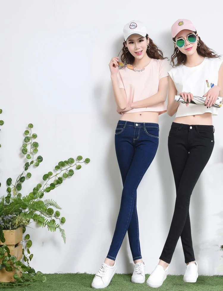 New Women Jeans Autumn Elastic Pencil Trousers / High Waist Ladies Tight Clothing / Slim Fit Casual Skinny Denim Pants