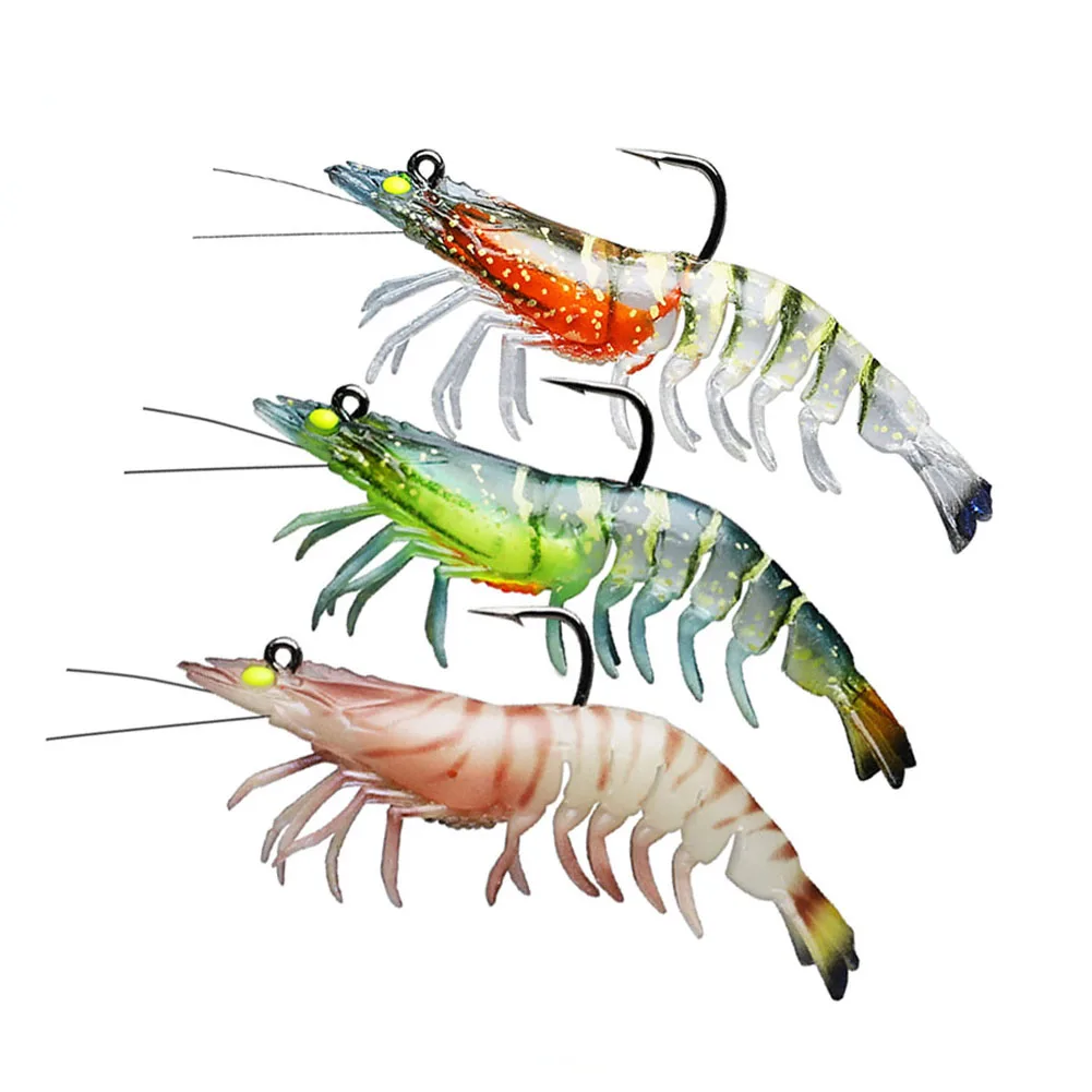

TRUSCEND Luya Soft Bait 3pcs Luminous Shrimp Bionic Fake Bait Bass Trout Octopus Fishing Lures Outdoor Fishing Accessories