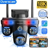 18K 7Lens 4Screen Motorized PTZ 10X Zoom Bomber Shape Outdoor WiFi Security 360° Auto Tracking Gun Ball Linkage Wirelss Camera