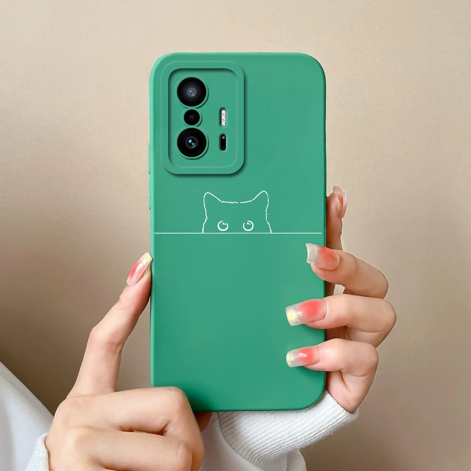 Fashion Design Matte Liquid Silicone Case with Screen Protector for Xiaomi 11T Pro - Sweet Girls Collection