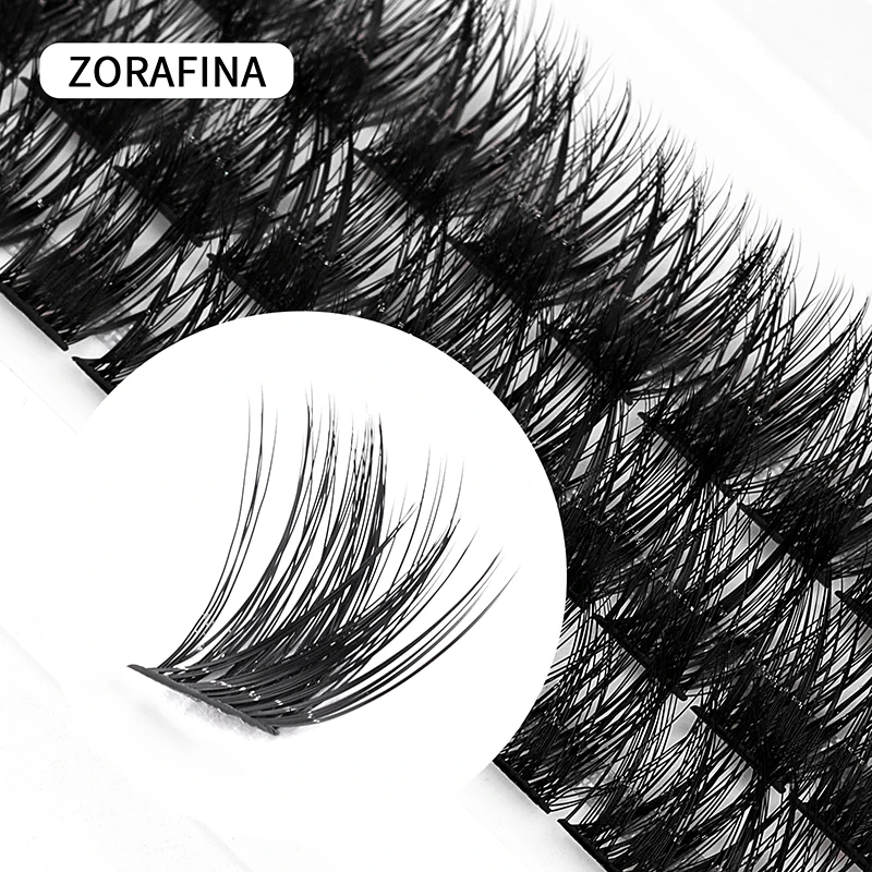 

ZORAFINA A/M Shape Professional Makeup Lndividual Lashes Cluster Spikes Lash Wispy Premade Russian Natural Fluffy False Eyelashe