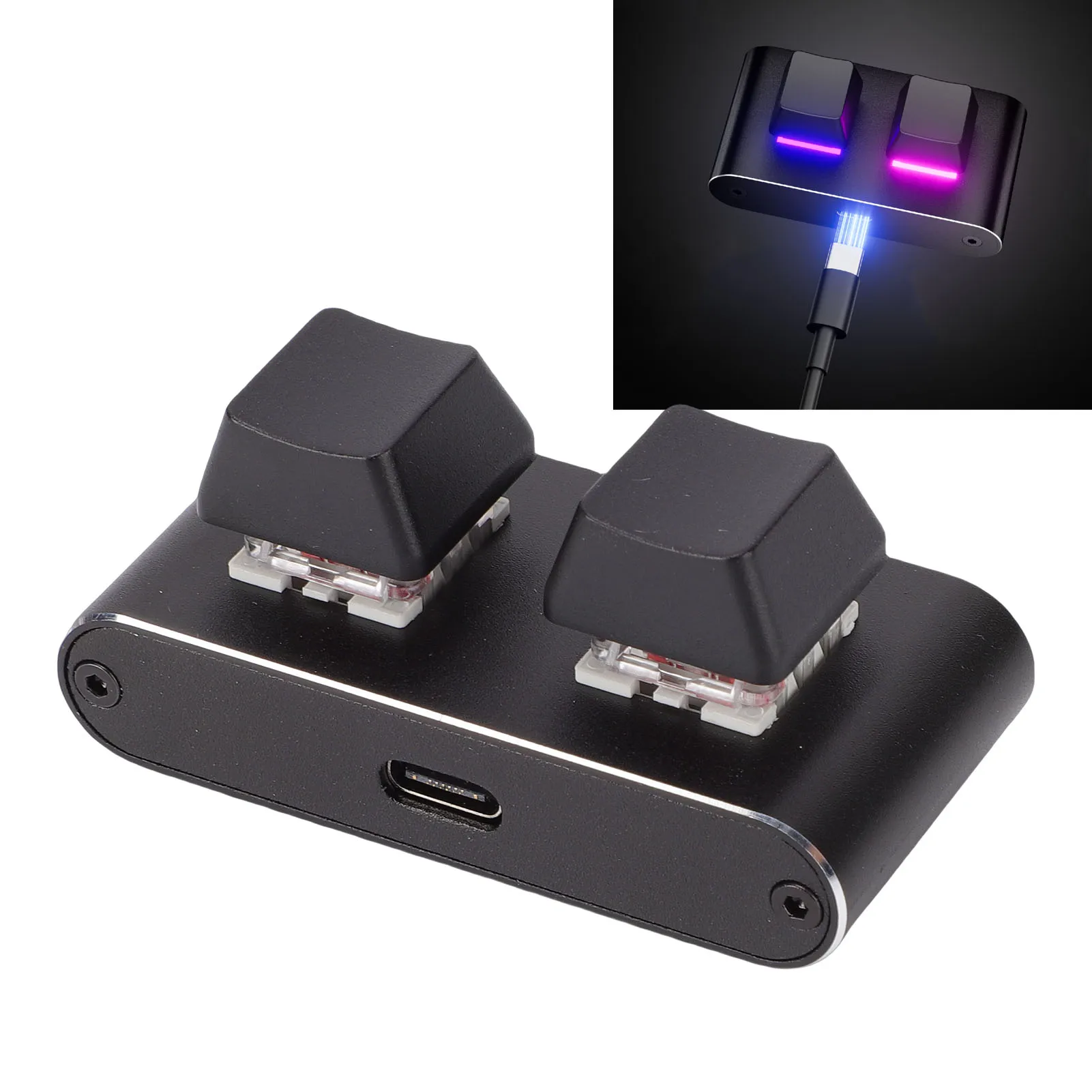 Programmable 2 Key Keyboard USB Red Switch Mechanical Gaming Keypad ...