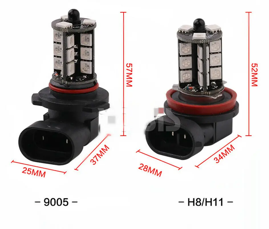 16Color RGB H11/H8/H9 LED Bulbs Wireless IR Remote For Fog Light Driving Lamp 27SMD 5050 12V 800LM
