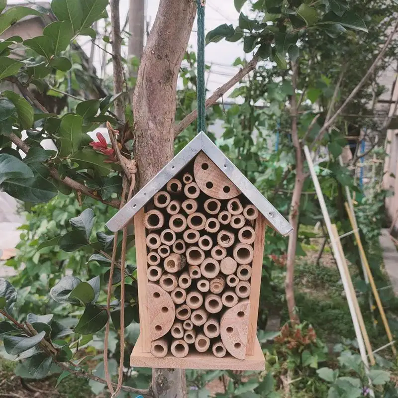 Bee Houses For The Garden Wooden Ladybug Habitat Decorative Nesting Box For Ladybugs Lacewings Outdoor Garden Backyard Balcony