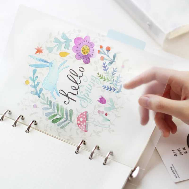 A5 A6 6 Holes Colored Notebook Loose Leaf Transparent PP Separator Pages Notebook Paper Inside Pages notebook refill binder index dividers notebook organizer