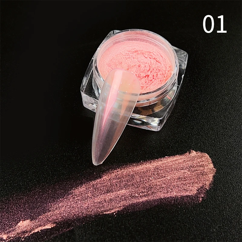 Aurora Pink Metallic Nail Art Glitter and Chrome Pigment