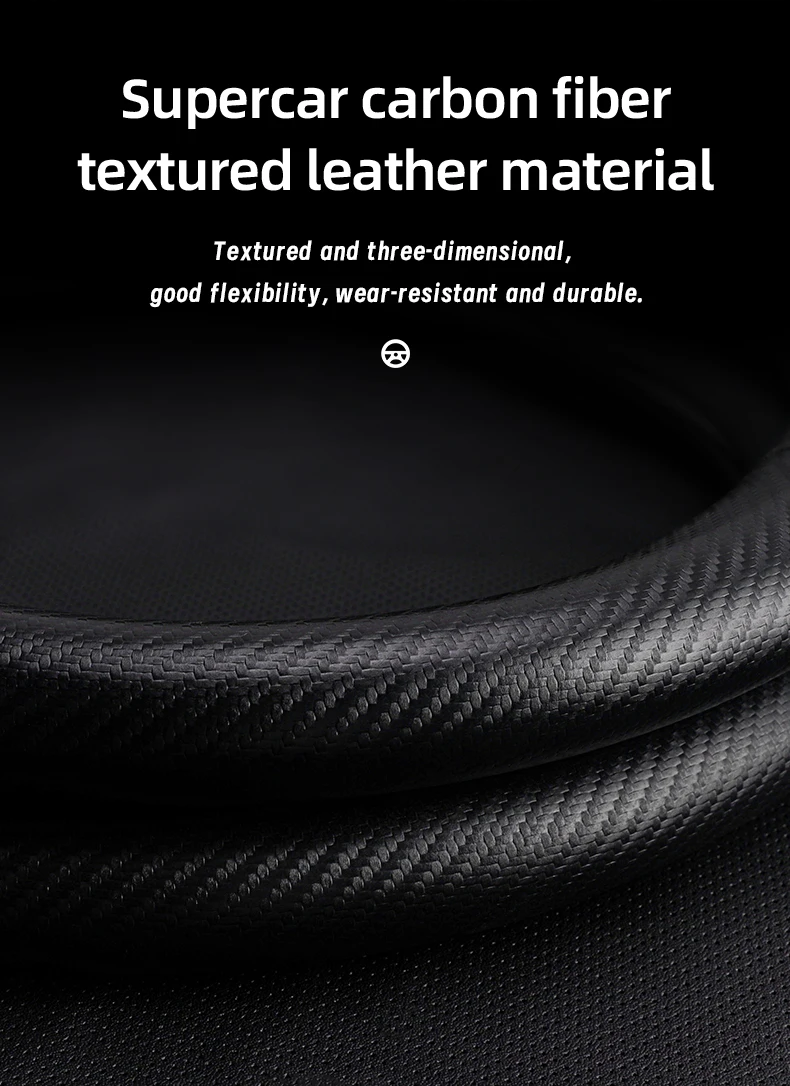 Geeignet für GMC: Atmungsaktiver Leder-Lenkradbezug mit matter Carbonfaser-Textur für Modelle wie Sierra 1500 HD EV, Yukon, Terrain, Acadia, Canyon, Savana, Hummer EV usw., Schwarz-Mokka Autozubehör – Detail 12
