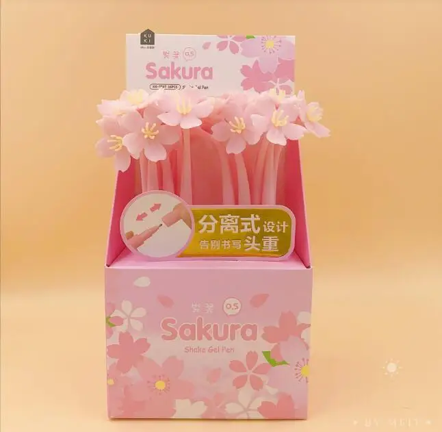 

24 pcs/lot Creative Sakura Gel Pen Cute 0.5mm Black Ink Pens Stationery Office School Writing Supplies