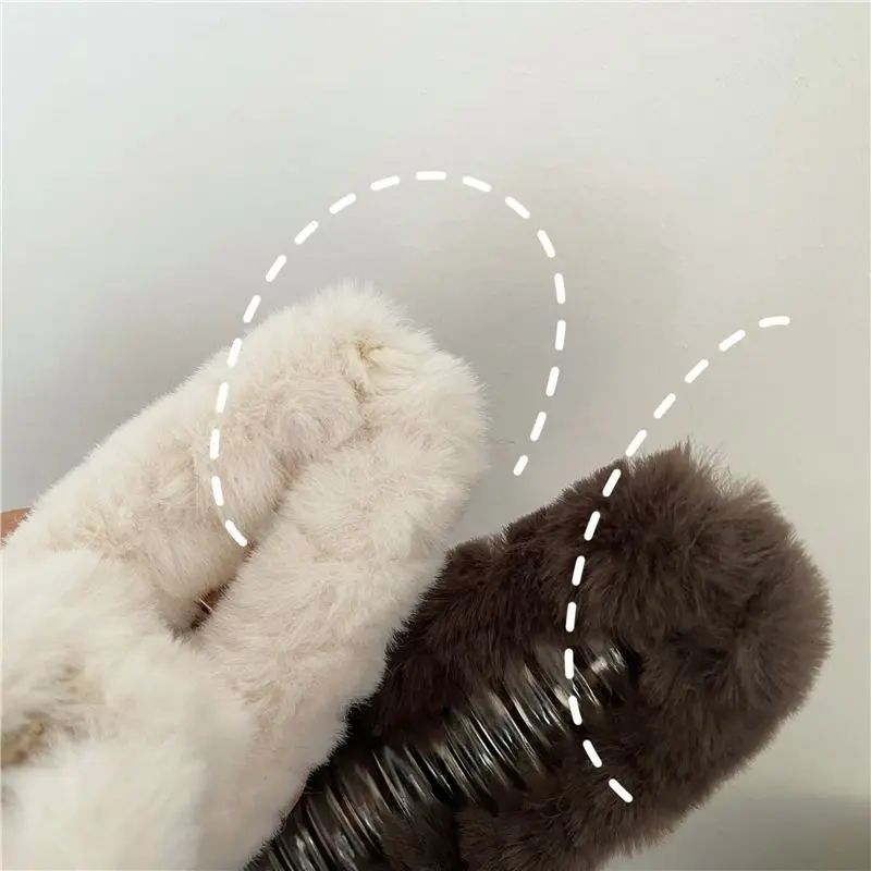 Soft Milk Coffee Color Series Imitation Fur Rabbit Fur Back Head Updo Hair Claw Warm Large Plush Shark Clip Barrettes Hair Claws images - 6