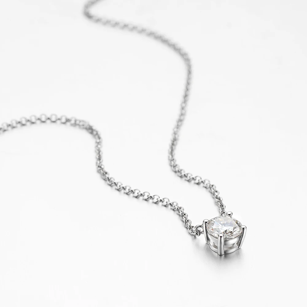 Real 1 Carat D Color Moissanite Pendant Necklace 100% 925 Sterling Silver Sparkling Engagement Wedding Party Fine Jewelry OEVAS