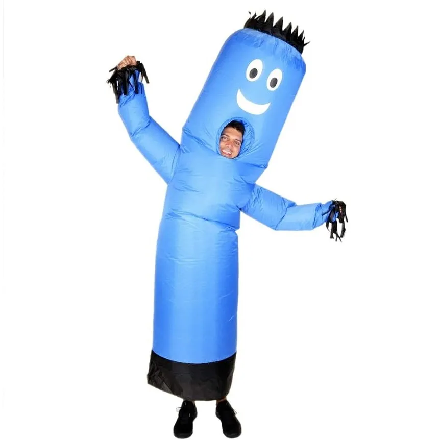 Air Dancers Inflatable Tube Man Costume - Wacky Waving Inflatable Tube Guy Blow Up Halloween Costume Adult Size