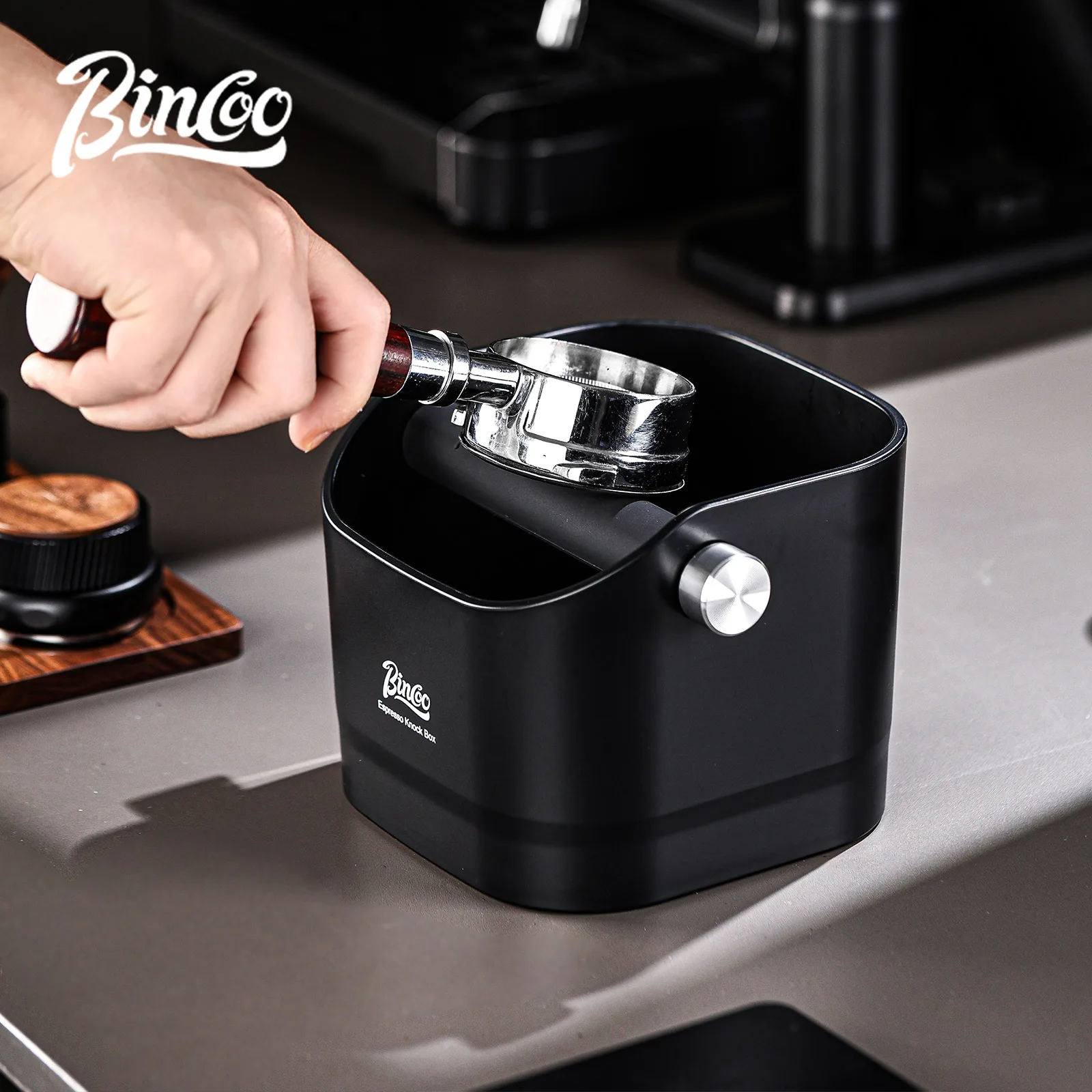 Compact Espresso Grounds Knock Box with Anti-Slip Base - Premium Barista Accessory