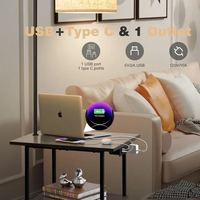Floor Lamp with Table & Charging Station 2