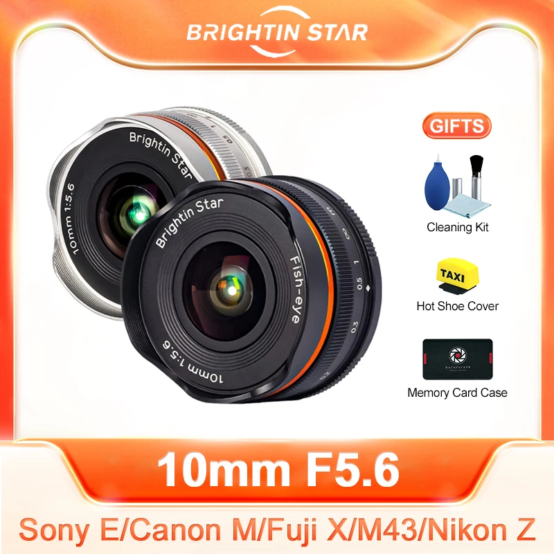 Brightin Star 10 мм F5.6 APS-C широкоугольный объектив рыбий глаз основной ручной фокус для Sony E FE Canon EOS M Fuji X FX Nikon Z M4/3 крепление